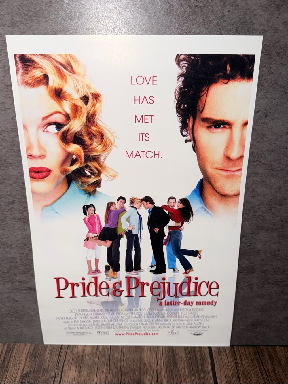 Pride & Prejudice Movie Poster - White with Red Accents